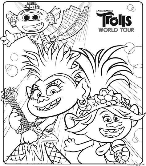 Trolls World Tours Coloring page Printable