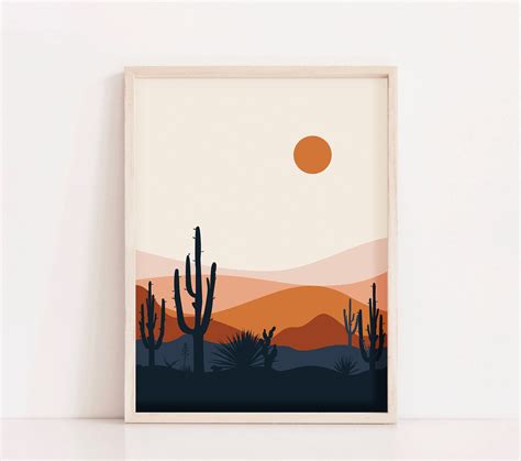 Mid Century Modern Desert Print Cactus Print Southwestern Decor