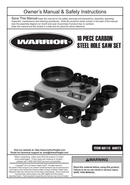 18 Piece Carbon Steel Hole Saw Set Harbor Freight Tools