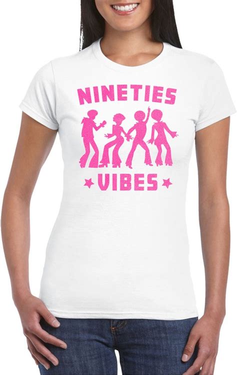 Bellatio Decorations Verkleed T Shirt Voor Dames Nineties Vibes Wit