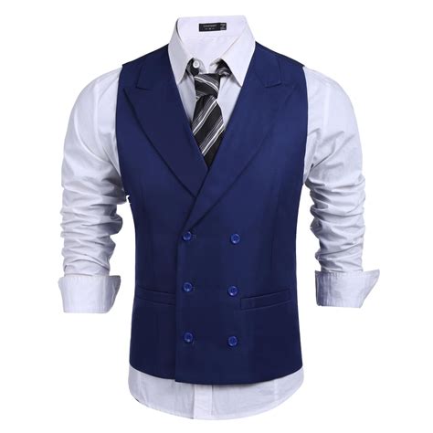 Buy Coofandy Mens Waistcoat Double Breasted Slim Fit Formal Wedding