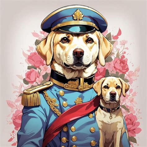 Premium AI Image | Labrador Retrievers in a vintage officer suit 2