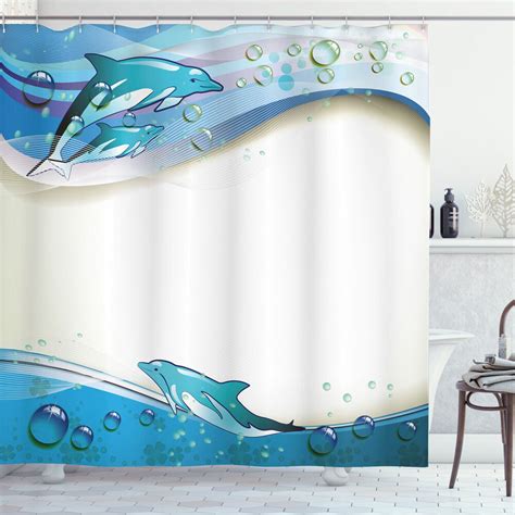 Dive Into Serenity Dolphin Dance Ocean Waves Shower Curtain For A