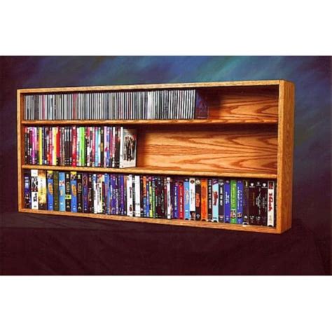 Wood Shed 313 4 W Solid Oak Wall Or Shelf Mount For Cd And Dvd Vhs Tape