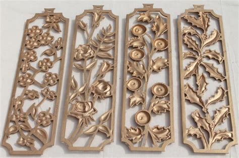 Vintage Sexton Wall Plaques Four Seasons Of Flowers Metal Art Plaque