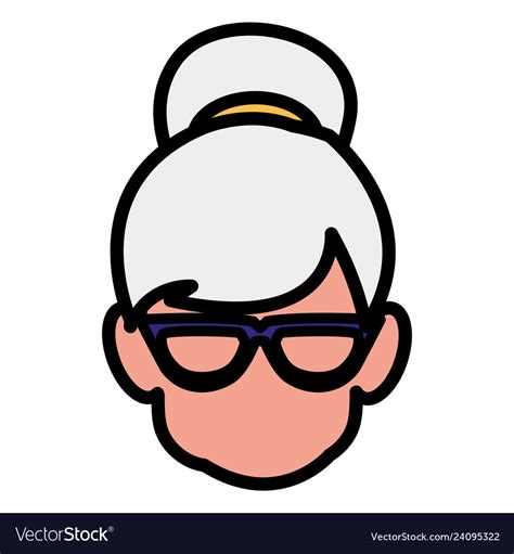 Cute Grandmother Head Avatar Character Royalty Free Vector