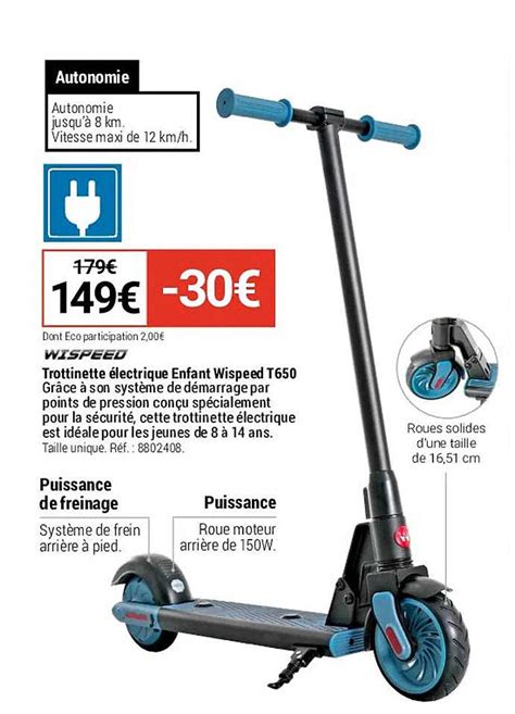 Promo Trottinette électrique Enfant Wispeed T650 chez Decathlon