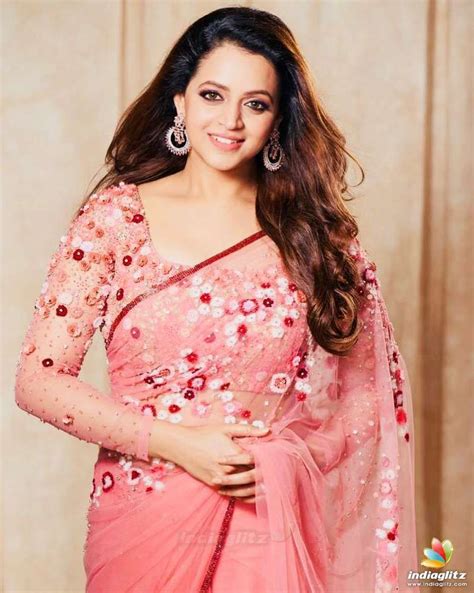 Bhavana Elegant Saree Blouse Design Models Indian Actress Photos