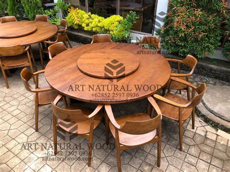 Meja Makan Bulat Kayu Jati Minimalis Art Natural Wood