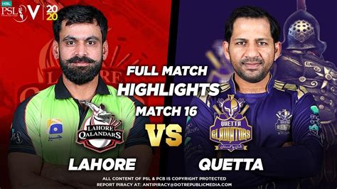 Lahore Qalandars Vs Quetta Gladiators Full Match Highlights Match