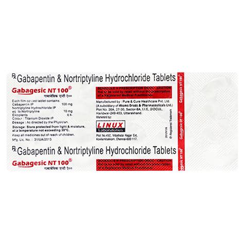 GABAGESIC NT 100 Tablet 10 S Price Uses Side Effects Netmeds