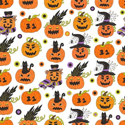 Patr N Sin Costuras De Halloween Con Calabazas Jack O Lanterns Sobre