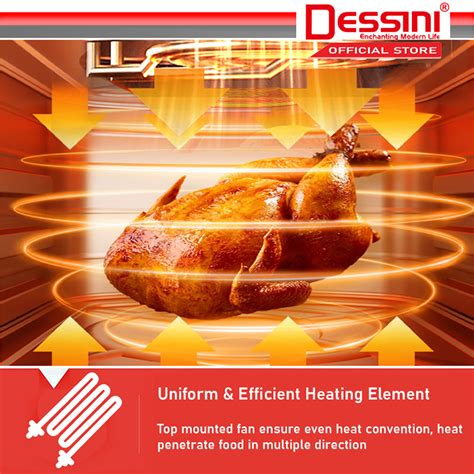DESSINI ITALY 14L Electric Rotisserie Oven Convection Hot Air Fryer Toaster Timer Oil Free