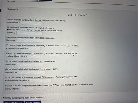 Solved Suppose That Fx1−xx62 A Find All Critical