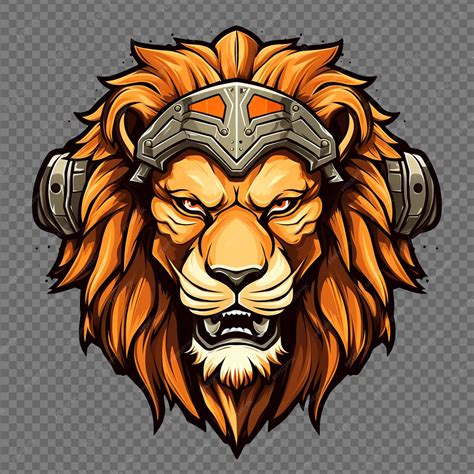 Premium Psd Lion Head Mascot Wearing An Ancient War Helmet