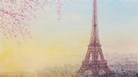 Eiffel Tower Springtime In Paris Acrylic Painting Live Tutorial