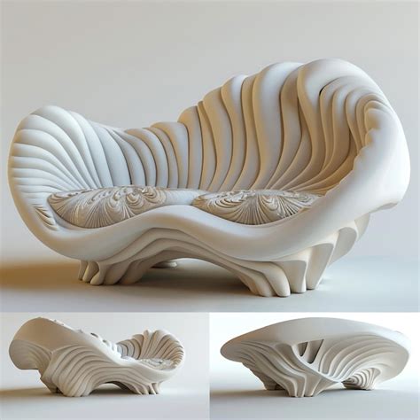 A White Sculpture With A Design Of A Large Curved Curved Curved And