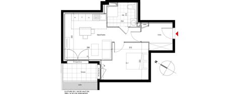 Plan appartement T2 de 40 17 m² neuf à Aubervilliers résidence Les