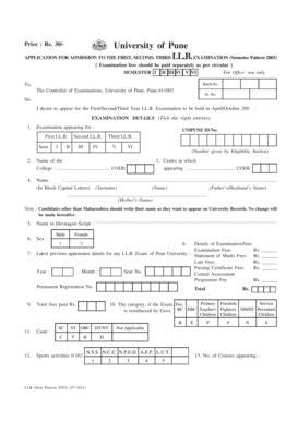 Fillable Online Unipune Ac Semester Pattern B2003b University Of Pune