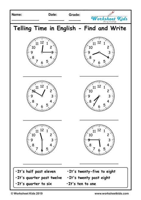 Writing Clock Time In Words