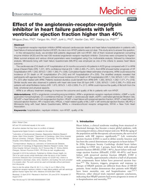 PDF Effect Of The Angiotensin Receptor Neprilysin Inhibitor In Heart