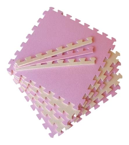 Kit 8 Tatame Tapete Eva Rosa Claro E Creme 50x50x1cm 10mm Frete grátis