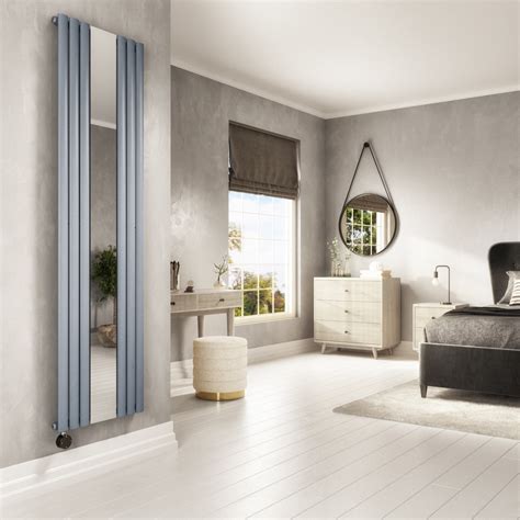 Light Grey Electric Vertical Designer Radiator 12kw With Mirror And