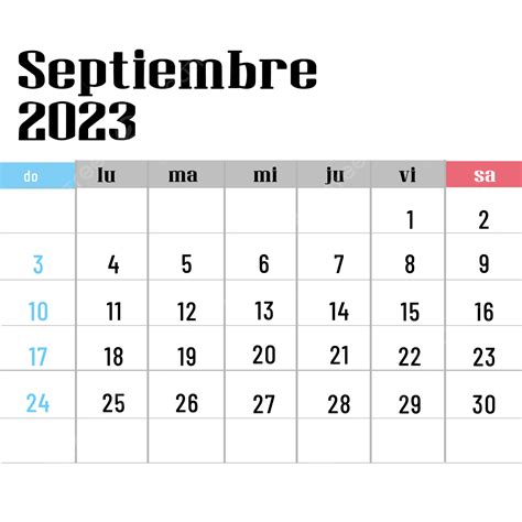 Calendar September 2023 PNG Picture 2023 September Spanish Calendar