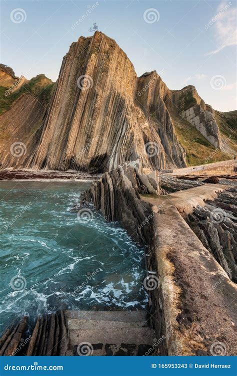 Coast Landscape Of Famous Flysch In Zumaia Basque Country Spain