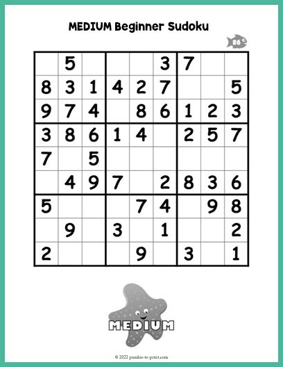 Sudoku Printable Medium