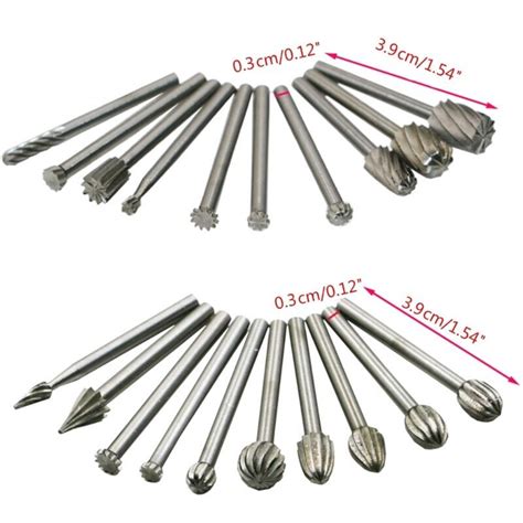 20PCS 3mm Shank HighSpeed Steel Rotary Burr Set Deburring Polishing