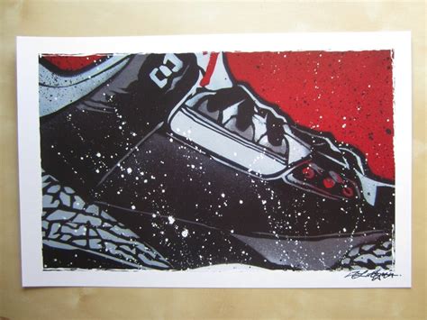 Air Jordan 3 Stencil Art Print - Etsy