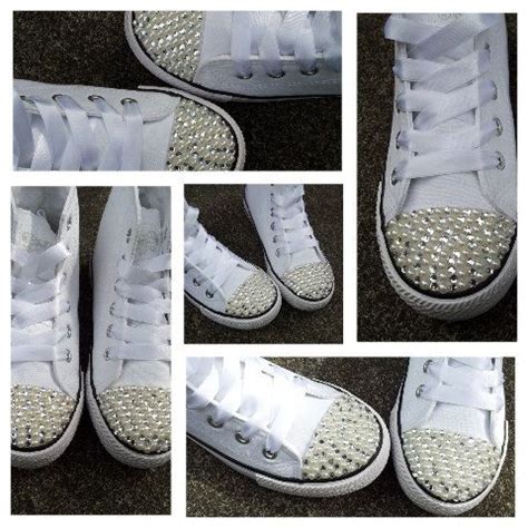 Crystal And Pearl Converse Style Hi Tops Bling Converse Converse