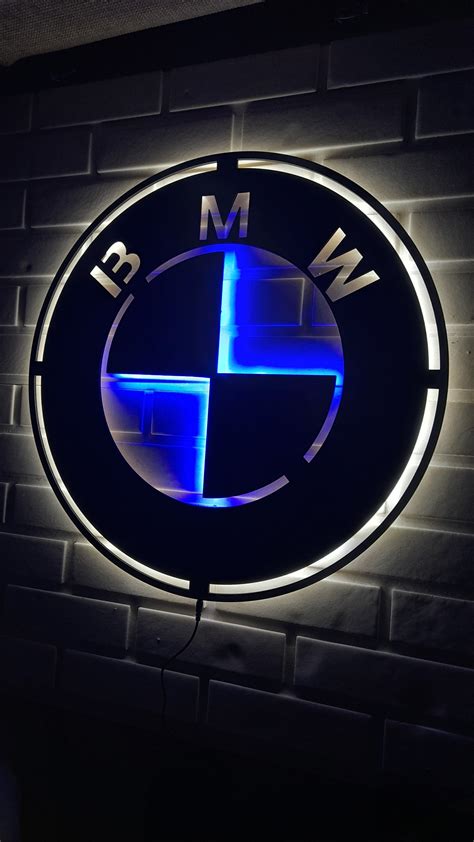 BMW Logo Led Sign BMW Logo Led Light Wood Wall Decor Etsy Australia