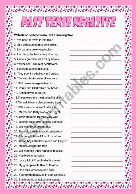 Past Tense Negative Esl Worksheet By Sictireala8