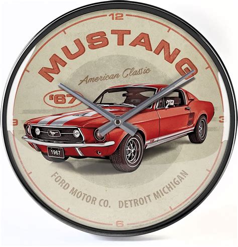 Amazon De Nostalgic Art Retro Wanduhr Ford Mustang GT 1967 Red