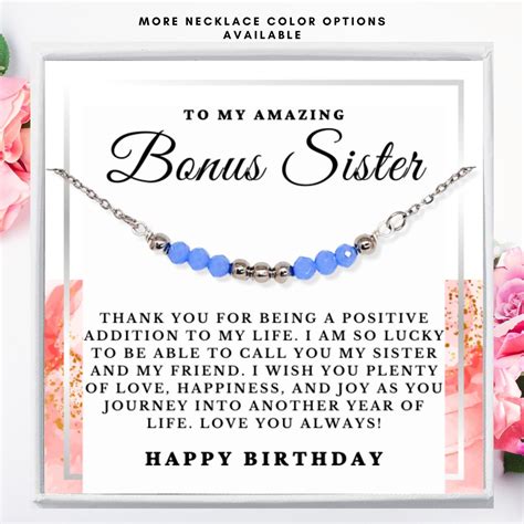 Bonus Sister Happy Birthday Message Card Necklace Dainty Etsy