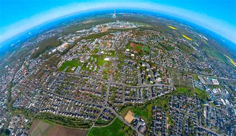 Luftaufnahme Bergkamen Fish Eye Perspektive Wohngebiet Am Feldrand