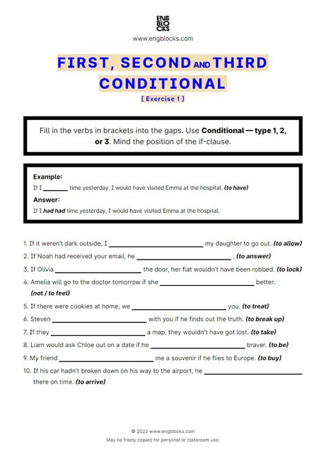 Conditional Sentences — Type 13 — Exercise With One Gap Esl Worksheets