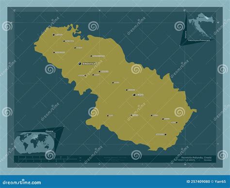 Viroviticko Podravska Croatia Solid Labelled Points Of Cities Stock