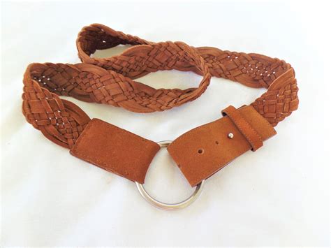 Vintage Braided Brown Genuine Leather Belt With Decorative Etsy