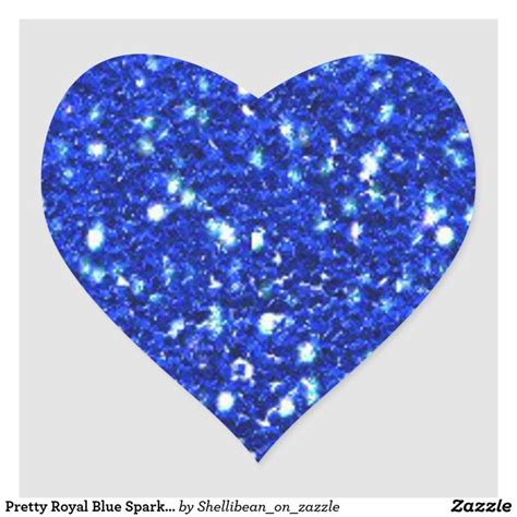 Pretty Royal Blue Sparkly Faux Glitter Look Heart Sticker Zazzle In