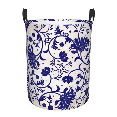 Easygdp Blue And White Porcelain Pattern Large Dirty Clothes Hamper