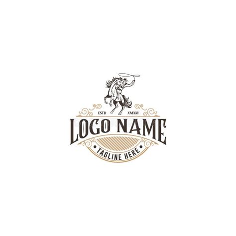 Rodeo Retro Logo With Cowboy Horse Rider Wild West Vintage Rodeo Badge