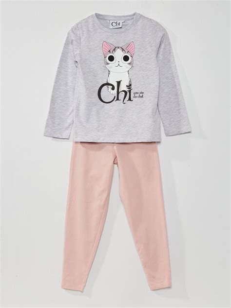 Conjunto De Pijama Gato Rosa Kiabi