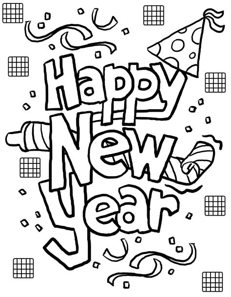 Happy New Year Coloring Pages Sheets Colcha De Boneca Datas Festivas