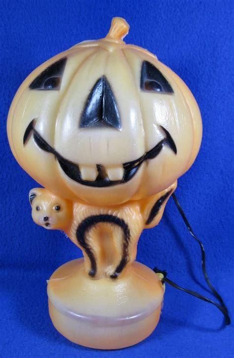 Vintage 14 Pumpkin Jack O Lantern Black Cat Blow Mold Halloween Yard