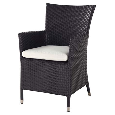 Fauteuil de jardin en résine tressée noir Miami Maisons du Monde