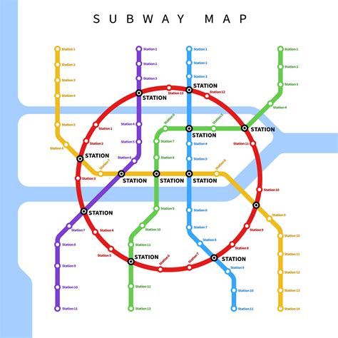 Metro or subway underground transport city map 23512180 Vector Art at Vecteezy