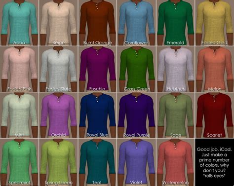 Mod The Sims Recolors Of Fanseelamb S Henley Top